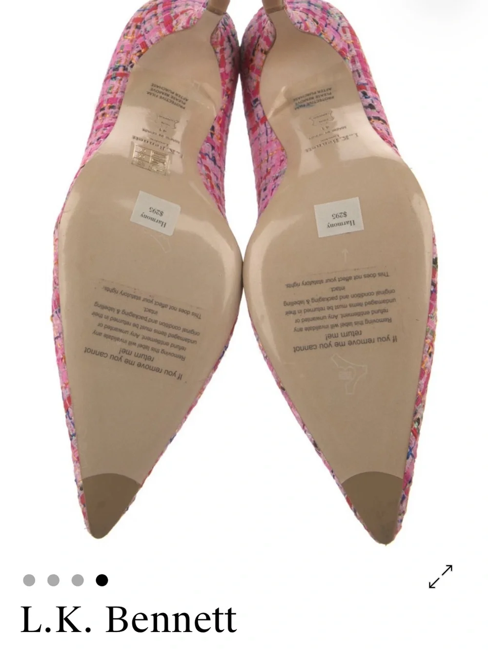 NWT and box LK Bennett Pink Tweed Pointed-Toe Pump